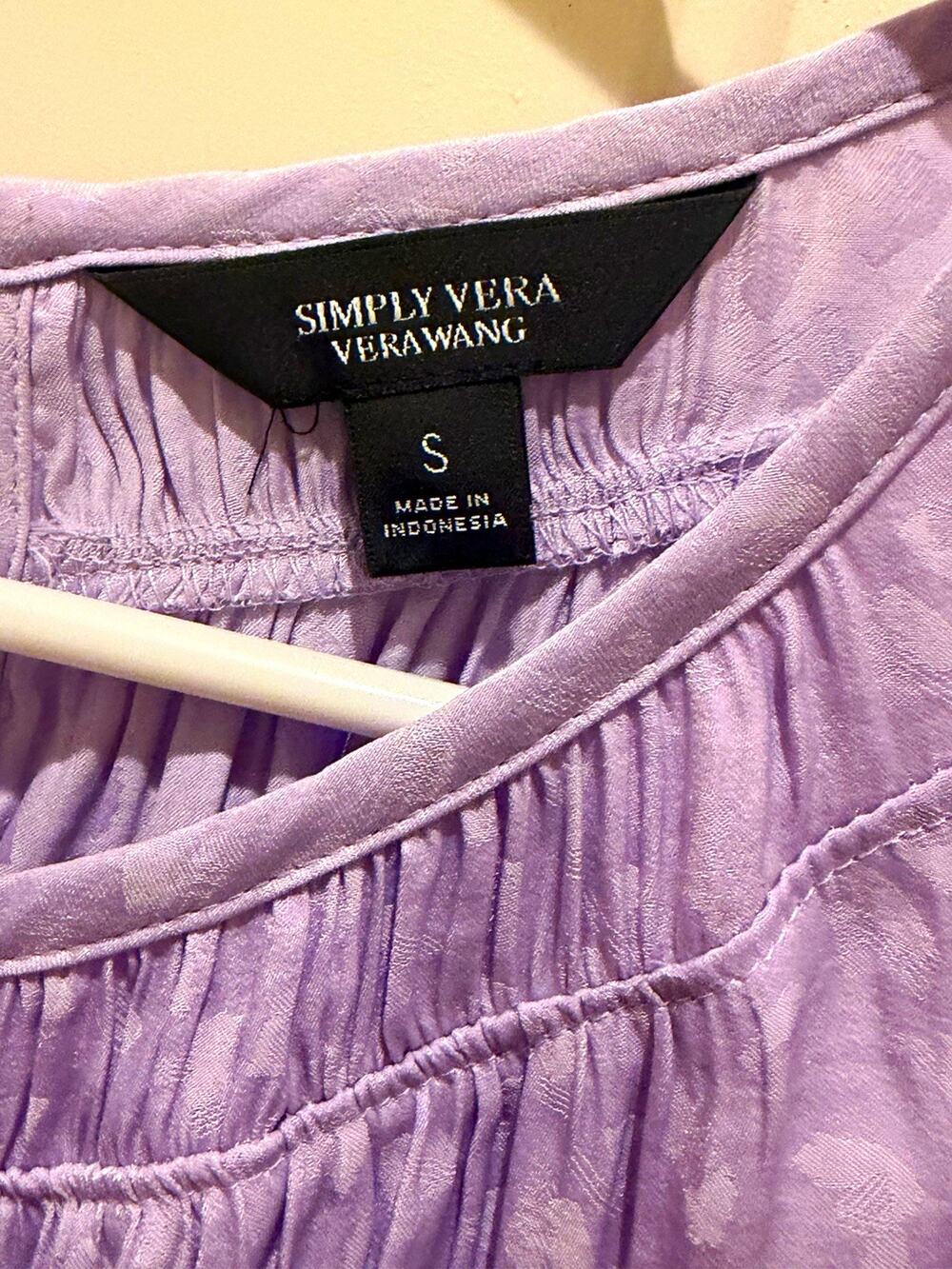 Simply Vera Vera Wang Women’s Size S Purple Animal Print Pleated Tank Top